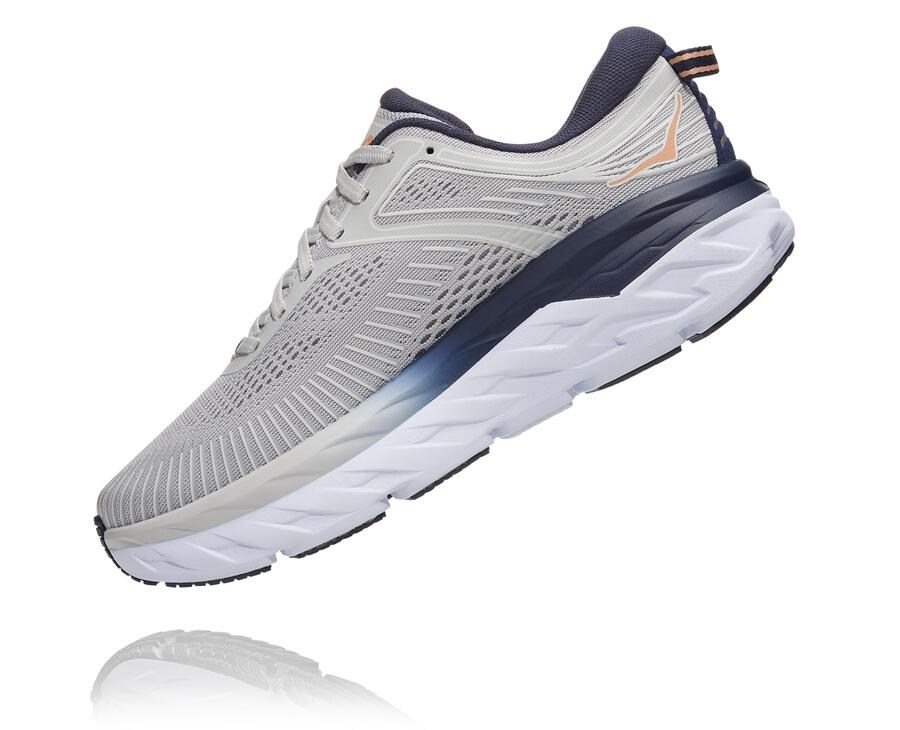 Zapatillas Running Hoka One One Mujer - Bondi 7 - Gris/Negras - HTX916782